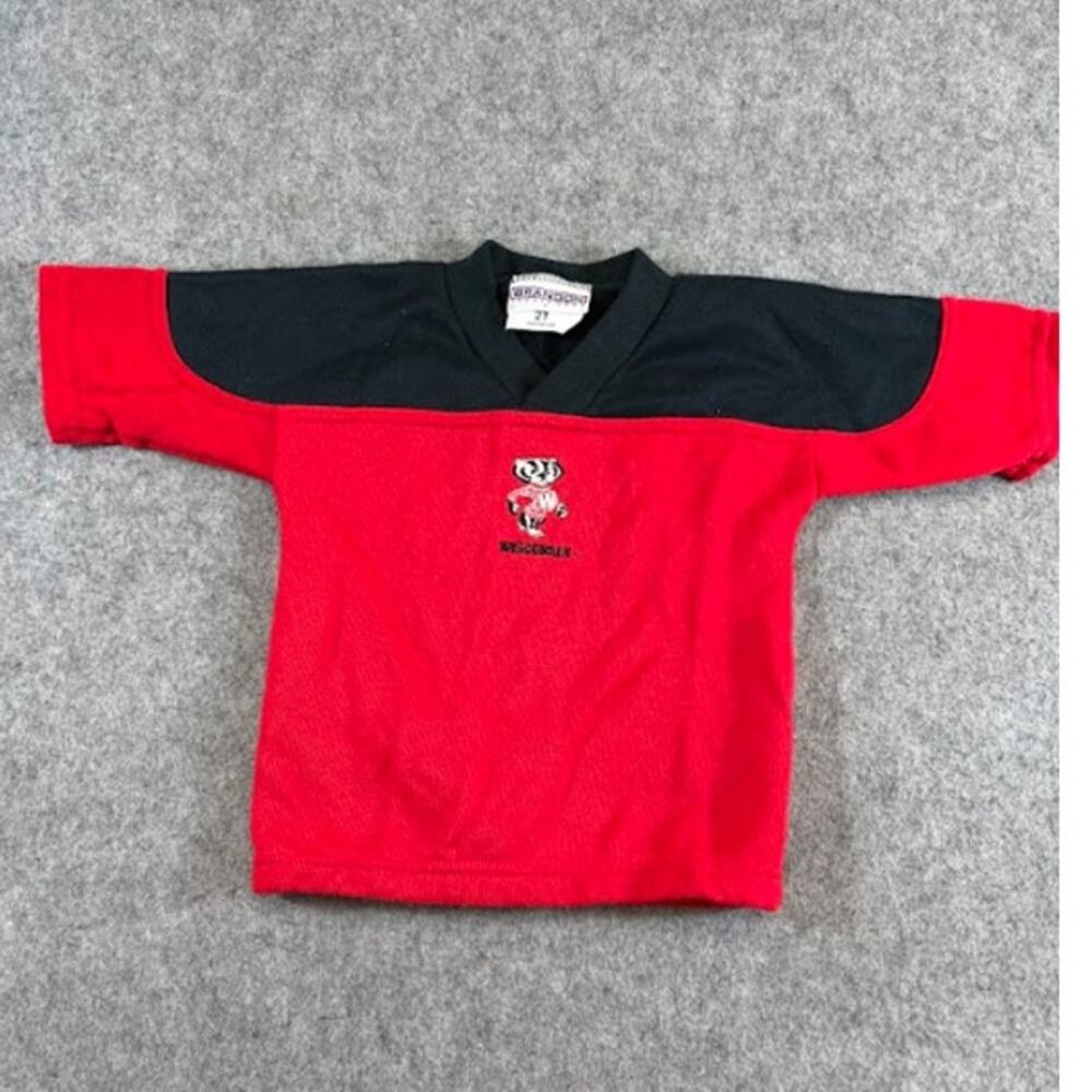 Vintage Wisconsin Badgers Jersey Shirt Toddler 2T Red Black Bucky Badger NCAA